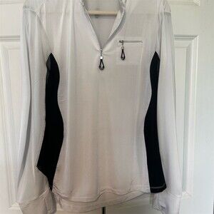 Jamie Sadock Pullover Top Womens Size M White/Black Colorblock 1/4 Zip